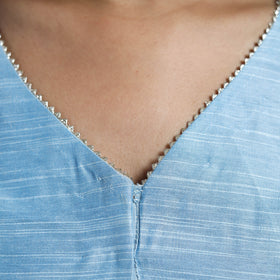 Sky Blue Gota Patti Slub Silk Plain Blouse Online