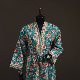 Sanganeri Hand Block Print Waffle Weave Cotton Bath Robe 17
