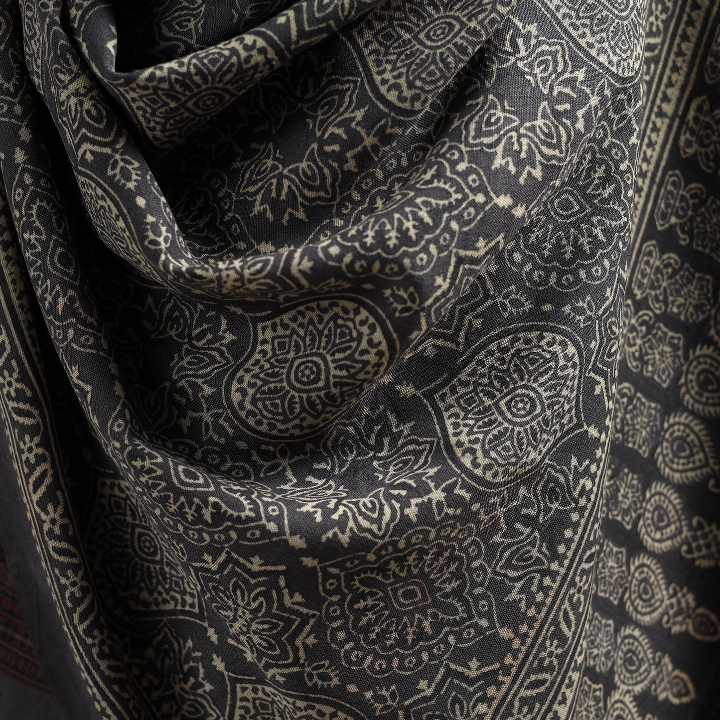 Kutch Handwoven Ajrakh Hand Block Print Merino Wool Shawl  61