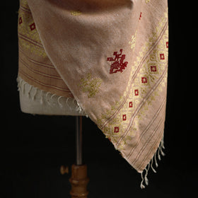 Handspun Handwoven Pure Eri Silk Aari Hand Embroidered Shawl of Assam 27