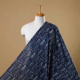 Blue Indigo Bagru Block Print Cotton Fabric 