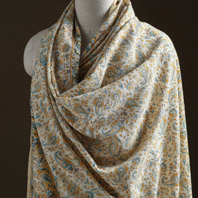 Floral Sanganeri Print Pure Merino Wool Handwoven Shawl 45