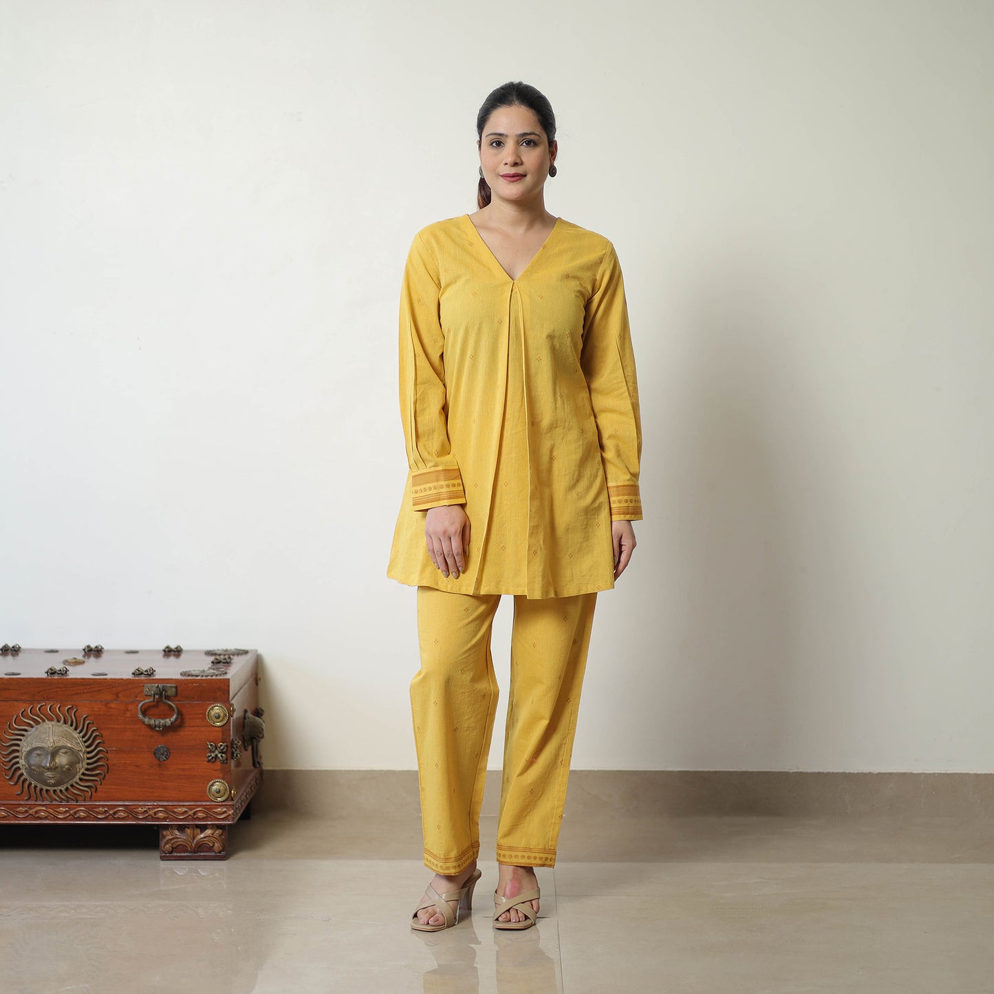 Yellow - Jacquard Cotton Co-Ord Set 08