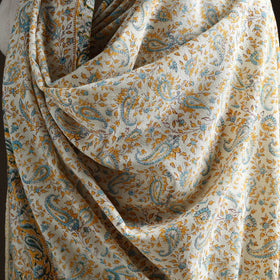 Floral Sanganeri Print Pure Merino Wool Handwoven Shawl 45