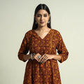 Buy Block Print Cotton A-Line Bagh Kurta For Women