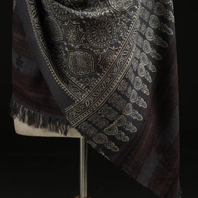 Kutch Handwoven Ajrakh Hand Block Print Merino Wool Shawl  61