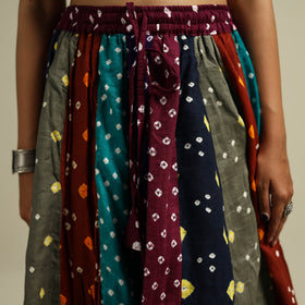 Multicolor - Bandhani Tie-Dye 24 Kali Patchwork Cotton Long Skirt 07