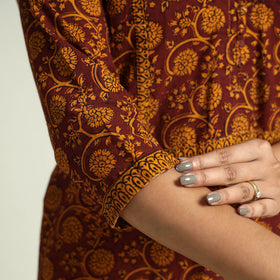 Buy Block Print Cotton A-Line Bagh Kurta For Women