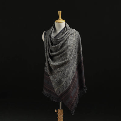Kutch Handwoven Ajrakh Hand Block Print Merino Wool Shawl  62