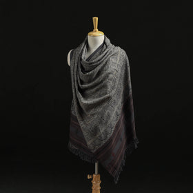 Kutch Handwoven Ajrakh Hand Block Print Merino Wool Shawl  62