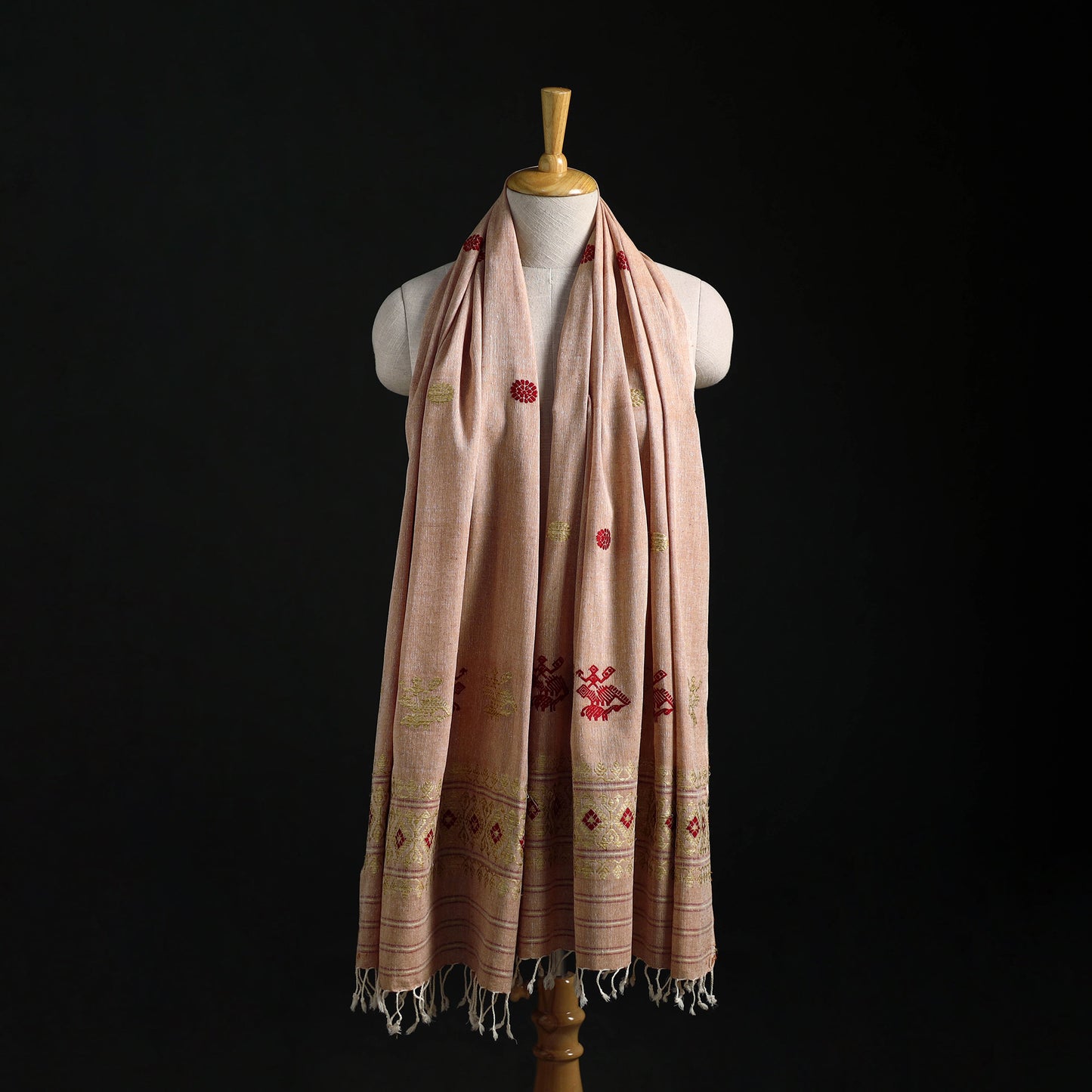 Handspun Handwoven Pure Eri Silk Aari Hand Embroidered Shawl of Assam 27