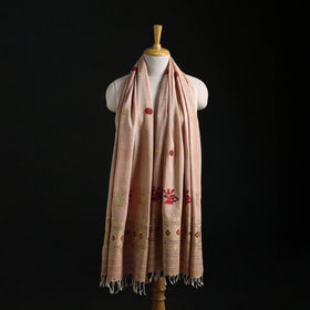Handspun Handwoven Pure Eri Silk Aari Hand Embroidered Shawl of Assam 27