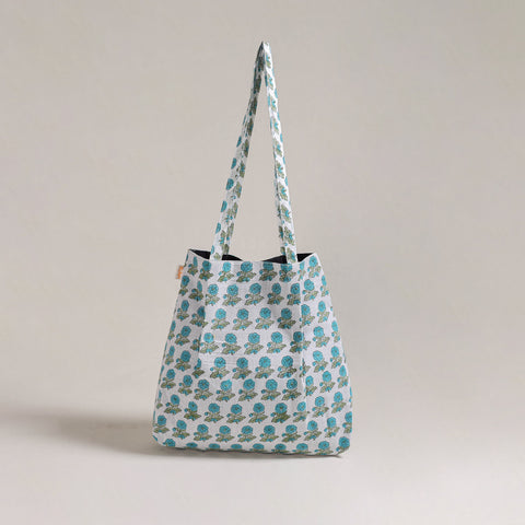 Blue - Eco-Friendly Handmade Cotton Jhola Tote Bag 06