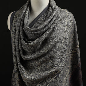 Kutch Handwoven Ajrakh Hand Block Print Merino Wool Shawl  62
