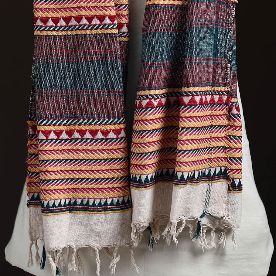 Orissa Tribal Kapadaganda Hand Embroidered Pure Handwoven Cotton Stole 23