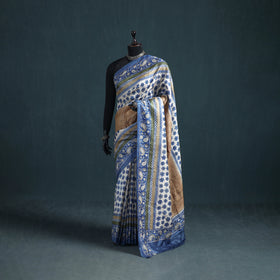 Tussar Silk Pure Handloom Saree in Bengal Hand Block Prints 01