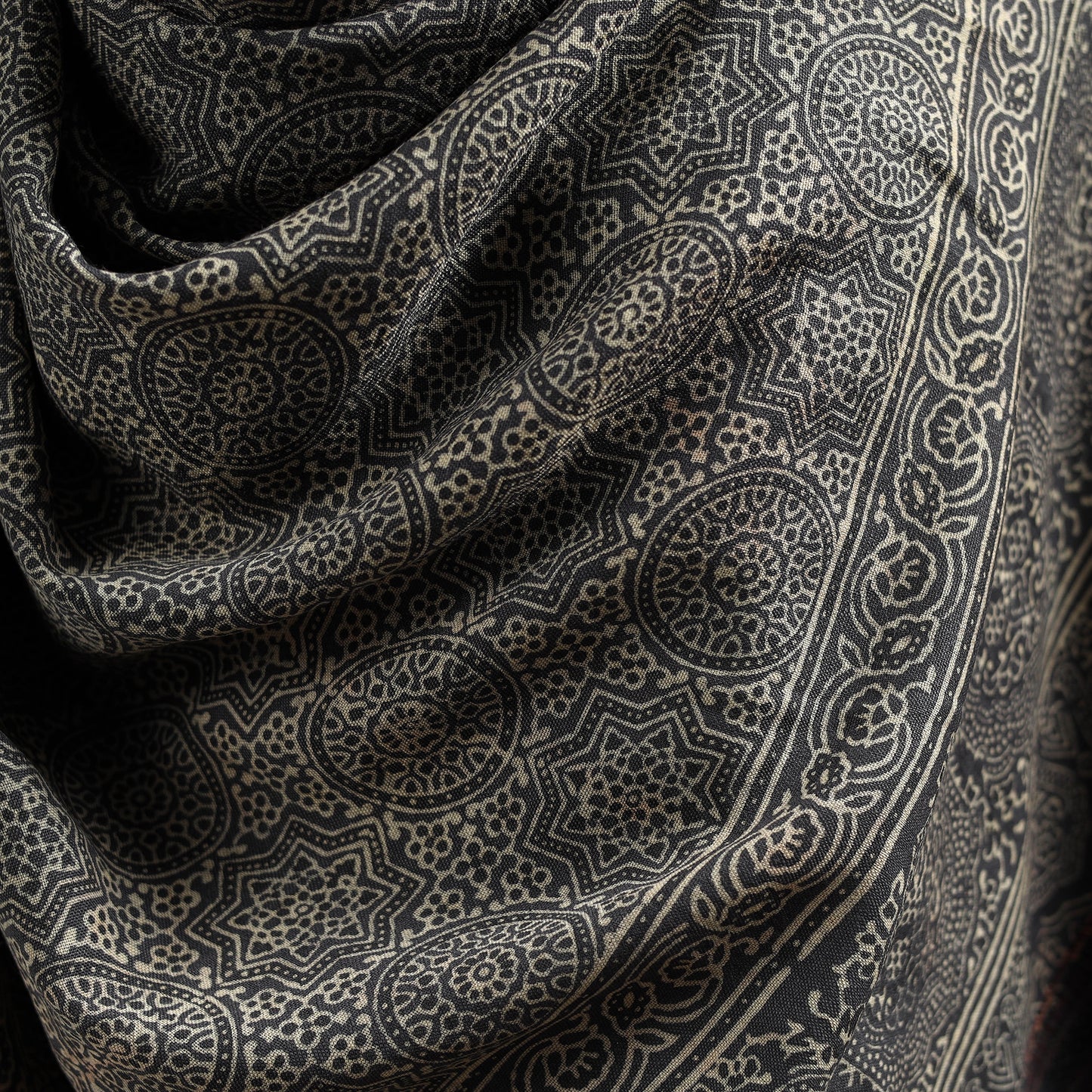 Kutch Handwoven Ajrakh Hand Block Print Merino Wool Shawl  62