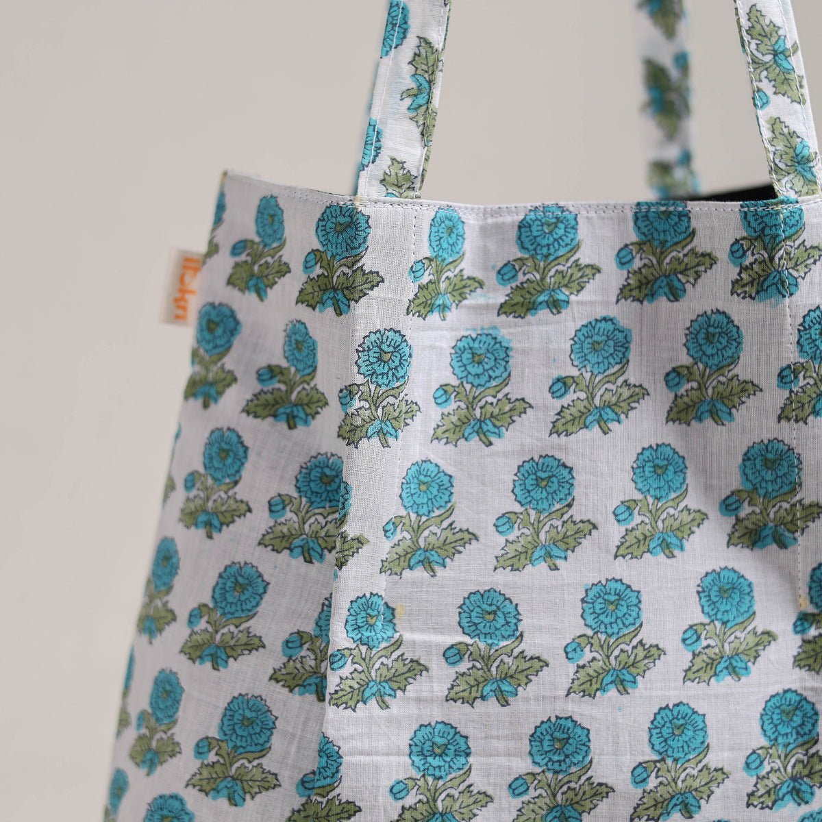 Blue - Eco-Friendly Handmade Cotton Jhola Tote Bag 06