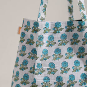 Blue - Eco-Friendly Handmade Cotton Jhola Tote Bag 06