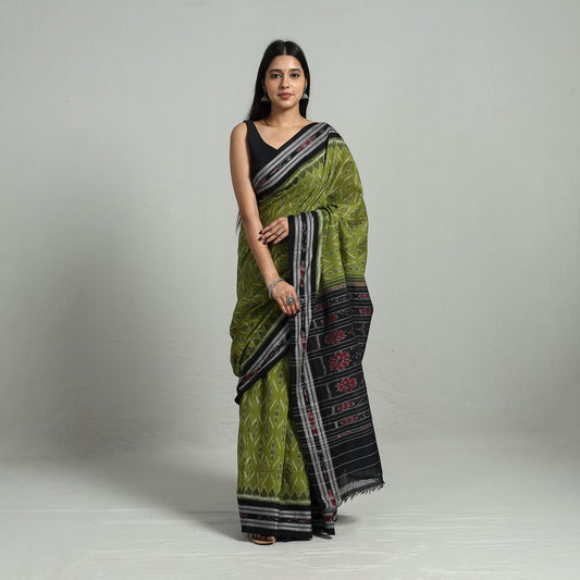 Green - Ikat Weave Handloom Cotton Sambalpuri Saree 31