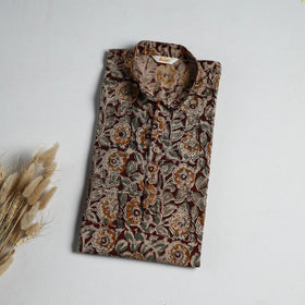 Hand Block Print Natural Dyed Cotton Long Kalamkari Kurta for Men 11