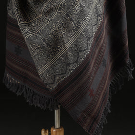 Kutch Handwoven Ajrakh Hand Block Print Merino Wool Shawl  62