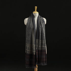 Kutch Handwoven Ajrakh Hand Block Print Merino Wool Shawl  63
