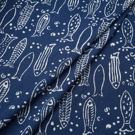 Blue Indigo Bagru Block Print Cotton Fabric 
