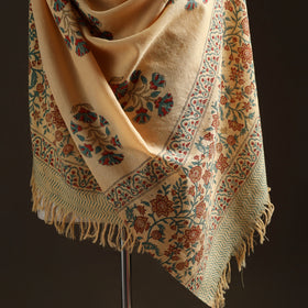 Floral Sanganeri Print Pure Merino Wool Handwoven Shawl 47
