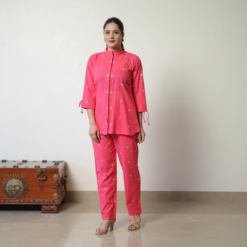 Pink - Jacquard Cotton Co-Ord Set 02