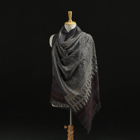 Kutch Handwoven Ajrakh Hand Block Print Merino Wool Shawl  63