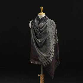 Kutch Handwoven Ajrakh Hand Block Print Merino Wool Shawl  63
