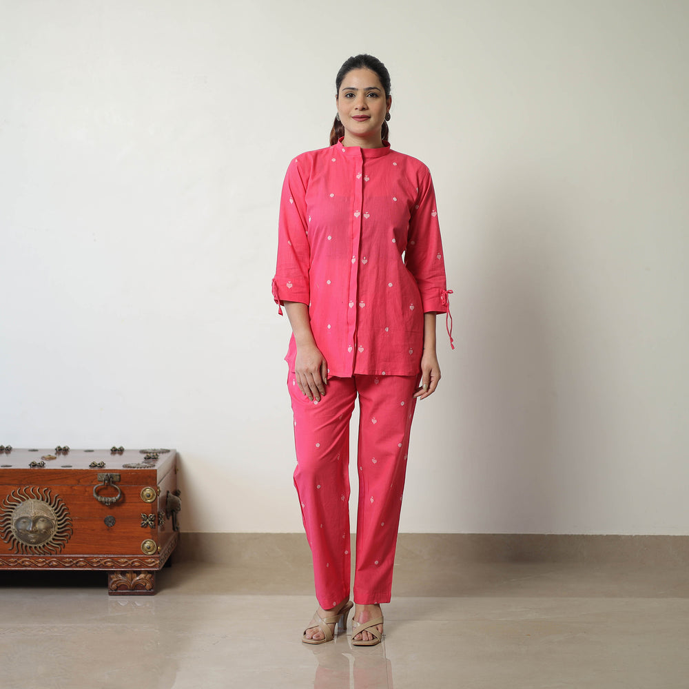 Pink - Jacquard Cotton Co-Ord Set 02