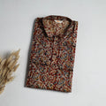 Hand Block Print Natural Dyed Cotton Long Kalamkari Kurta for Men 13