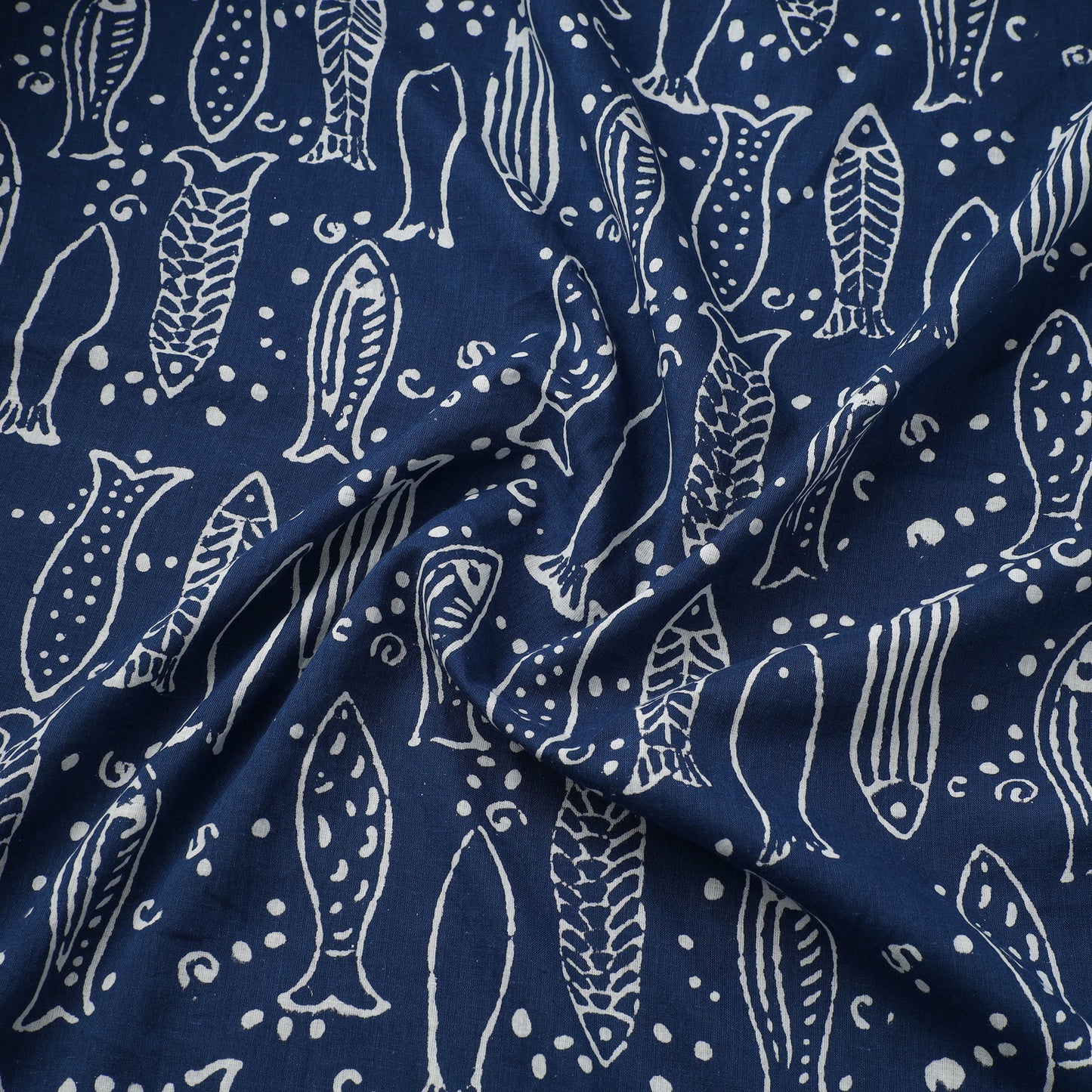 Blue Indigo Bagru Block Print Cotton Fabric 