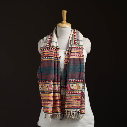 Orissa Tribal Kapadaganda Hand Embroidered Pure Handwoven Cotton Stole 25