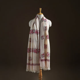 Floral Sanganeri Print Pure Merino Wool Handwoven Shawl 46