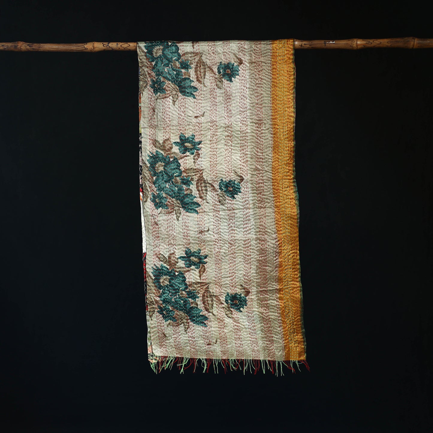 Bengal Kantha Handwork Patchwork Reversible Silk Stole 339