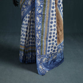 Tussar Silk Pure Handloom Saree in Bengal Hand Block Prints 01