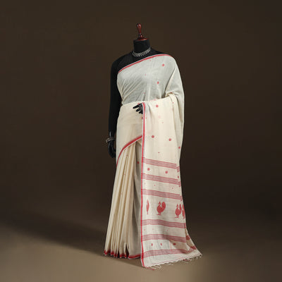 Phulia Jamdani Pure Handloom Cotton Saree with Tassels (Count 92/60) 32