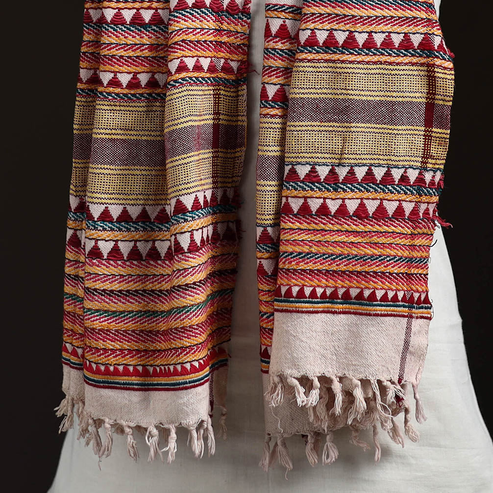 Orissa Tribal Kapadaganda Hand Embroidered Pure Handwoven Cotton Stole 26