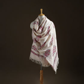 Floral Sanganeri Print Pure Merino Wool Handwoven Shawl 46