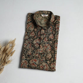 Hand Block Print Natural Dyed Cotton Long Kalamkari Kurta for Men 17