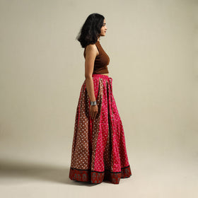 Multicolor - Bandhani Tie-Dye 24 Kali Patchwork Cotton Long Skirt 10