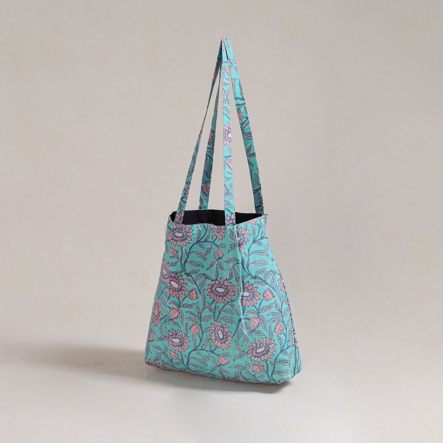 Blue - Eco-Friendly Handmade Cotton Jhola Tote Bag 07