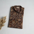 Hand Block Print Natural Dyed Cotton Long Kalamkari Kurta for Men 15