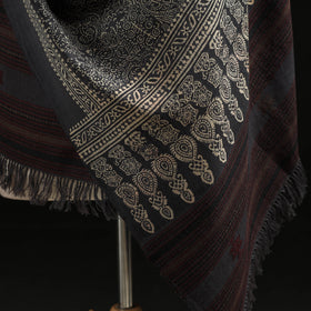 Kutch Handwoven Ajrakh Hand Block Print Merino Wool Shawl  63