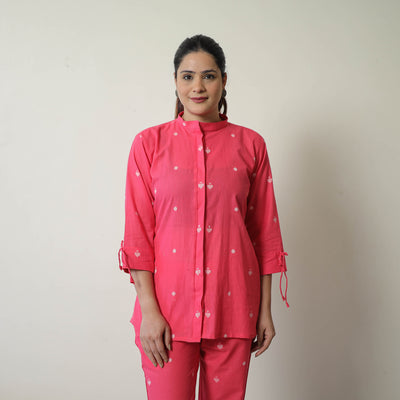 Pink - Jacquard Cotton Co-Ord Set 02