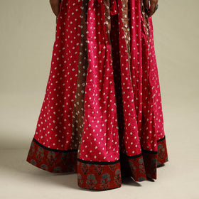 Multicolor - Bandhani Tie-Dye 24 Kali Patchwork Cotton Long Skirt 10
