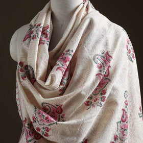 Floral Sanganeri Print Pure Merino Wool Handwoven Shawl 46